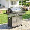 6 Burner Liquid Propane Gas BBQ Grill Outdoor Portable Gas Barbecue Grill With Warming Rack Side Tables Cabinet