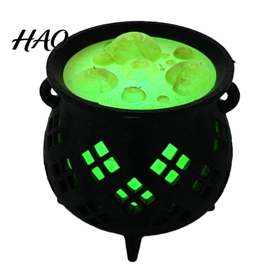 Mystical Household Party Items 3D Printed Witch Cauldron LED Lamp, Glowing Halloween Tabletop Decor Fall Decorations for Party, Spooky Resin