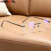 Men Pure Titanium Rimless Eyeglasses Frame Women Blue Light Blocking Lens Frameless Glasses Prescription Myopia Reading Eyewear