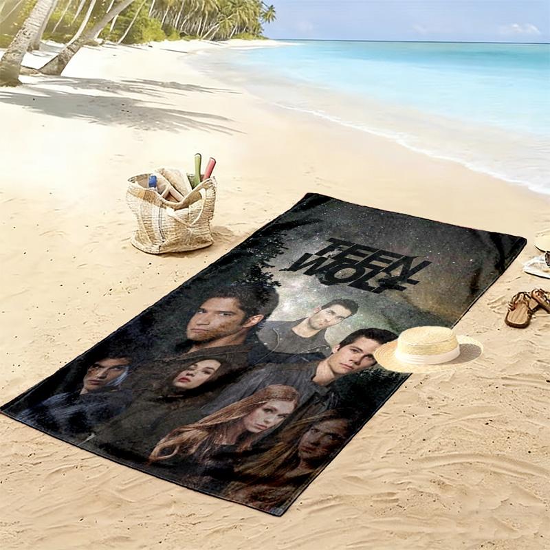 Teen Wolf Print Beach Towel, Large Soft Quick Dry Towel for Beach Camping Swimming