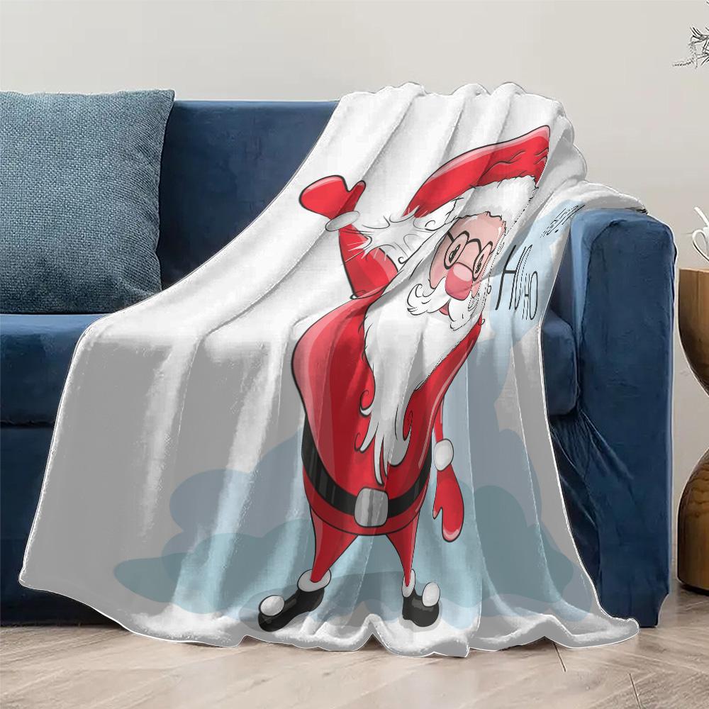 Cozy Christmas Throw Blanket Soft Flannel Reindeer Santa Claus Holiday Home Decor Gift Festive Winter Warm Bedspread