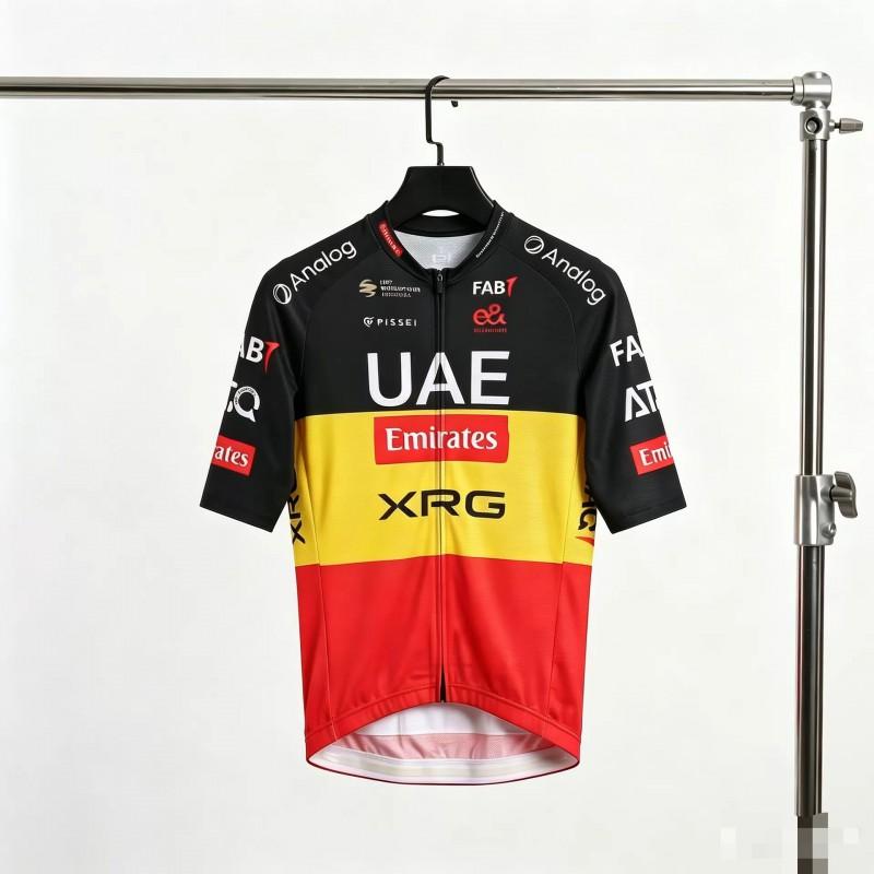 Aerodynamic Cycling Jersey Men Women UAE Emirates Belgian Champion Team Edition Breathable Short Sleeve Bike Shirt