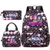 3Pcs/set Anime Kpop Printed Backpack Handbag Pencil Case for Teenger Student Girl Boy Schoolbag Kid Bookbag Large Capacity Travel Bag Gift