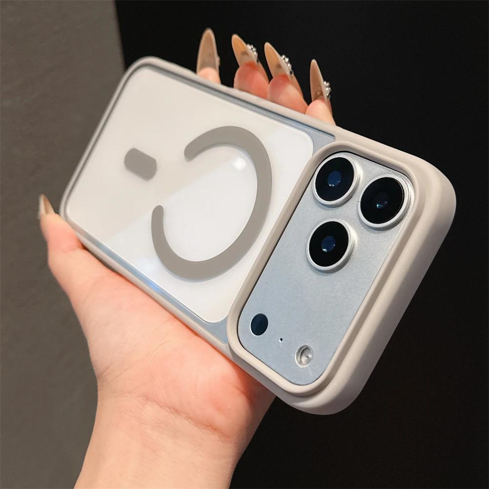 Роскошный магнитный чехол конфетного цвета для Magsafe для iPhone 17 Pro Max, прозрачный матовый край, гибридный силиконовый мягкий жесткий чехол-накладка