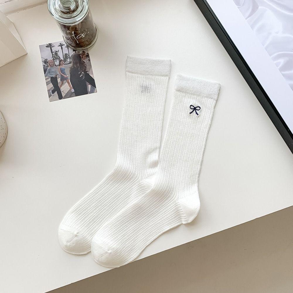 Spring Summer Bowknot Socks Breathable Cotton Socks New Long Socks