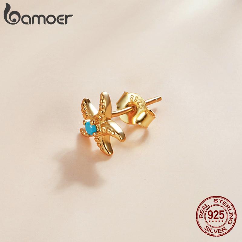 Женские серьги-гвоздики BAMOER из стерлингового серебра 925 пробы с загадочной испанской морской звездой
