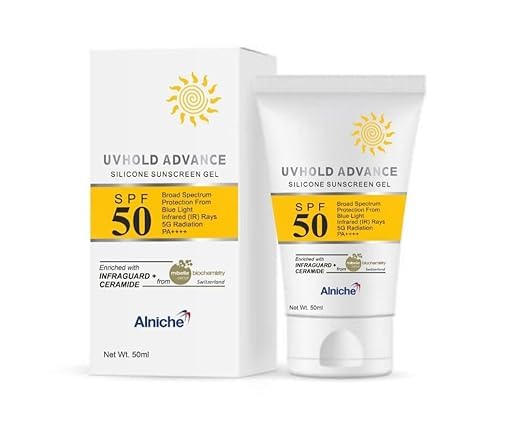 Alniche Новый UVHOLD ADVANCE СИЛИКОНОВЫЙ САНСКРИН Гель SPF 50 P+++ Защита от UVA и UVB Гель-солнцезащитное средство Для всех типов кожи Защита от УФ-лучей Гель-солнцезащитное средство для