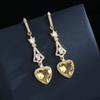 Sweet Cool Wind Zircon Dress Earrings Woman Long Gold Heart Gem Temperament Luxury Water Drop Earrings