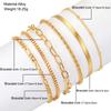 Gold Plated Stainless Steel Stackable Bracelet With Chain And Clover Design, Fashion Style For Women, Suitable For Casual, Party, Holiday