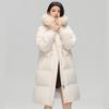 Women's Mid-Length Thick Hooded Down Jacket with Fox Fur Collar