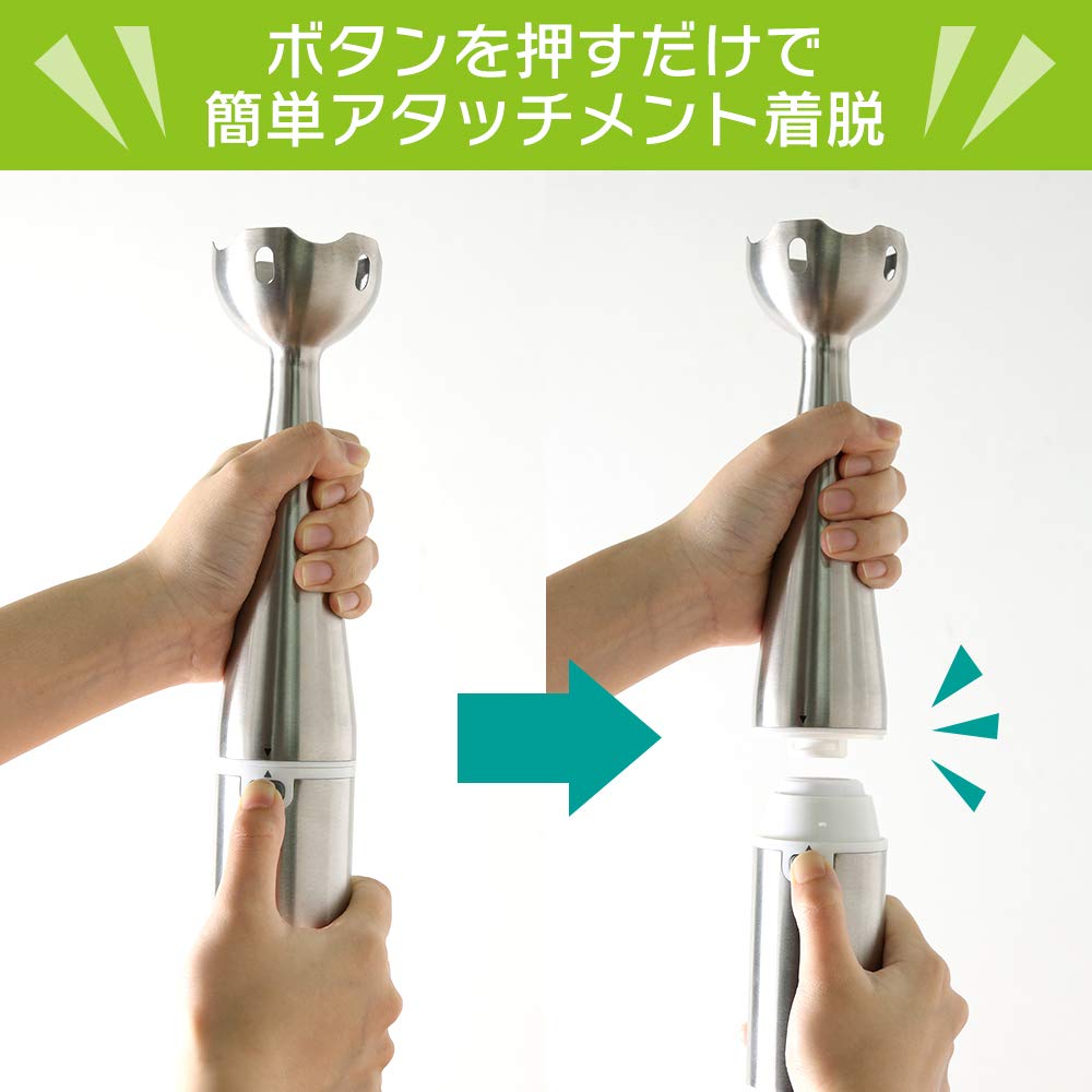 Ручной блендер Iris Ohyama White 4-в-1 для измельчения, смешивания, взбивания, взбивания, HBL-200