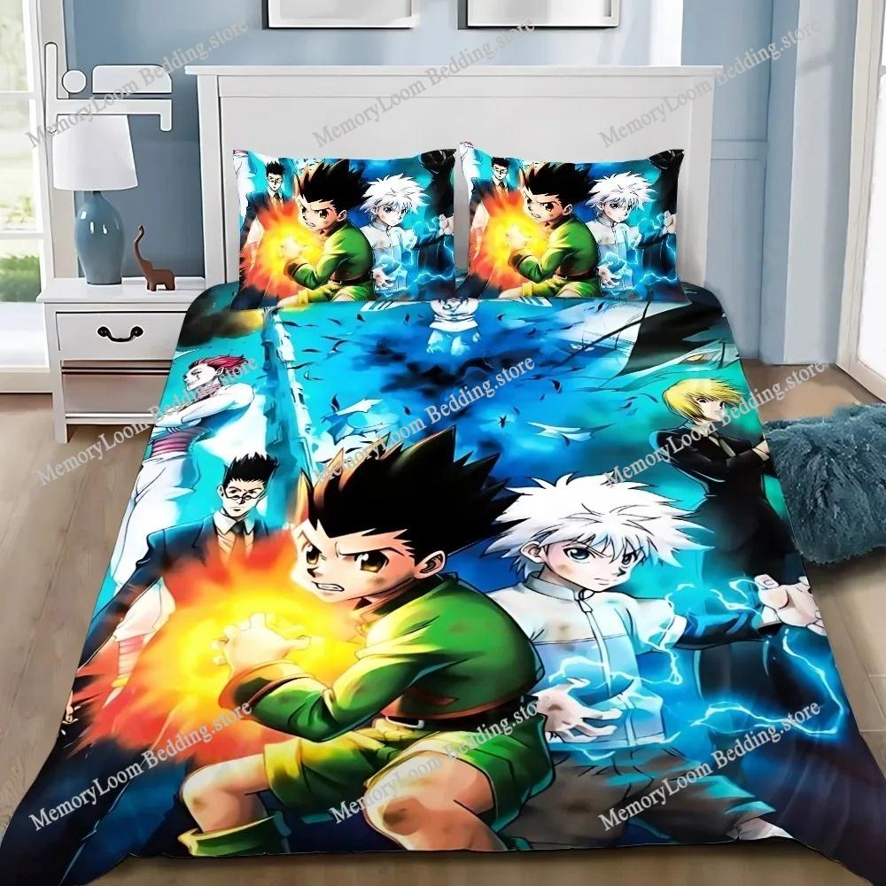 3D Печать Модный Мягкий Набор Постельного Белья с Аниме Hunter×Hunter Пододеяльник Наволочка Одеяло Размер King/Queen Для Мальчиков Взрослых Комплект Постельного Белья