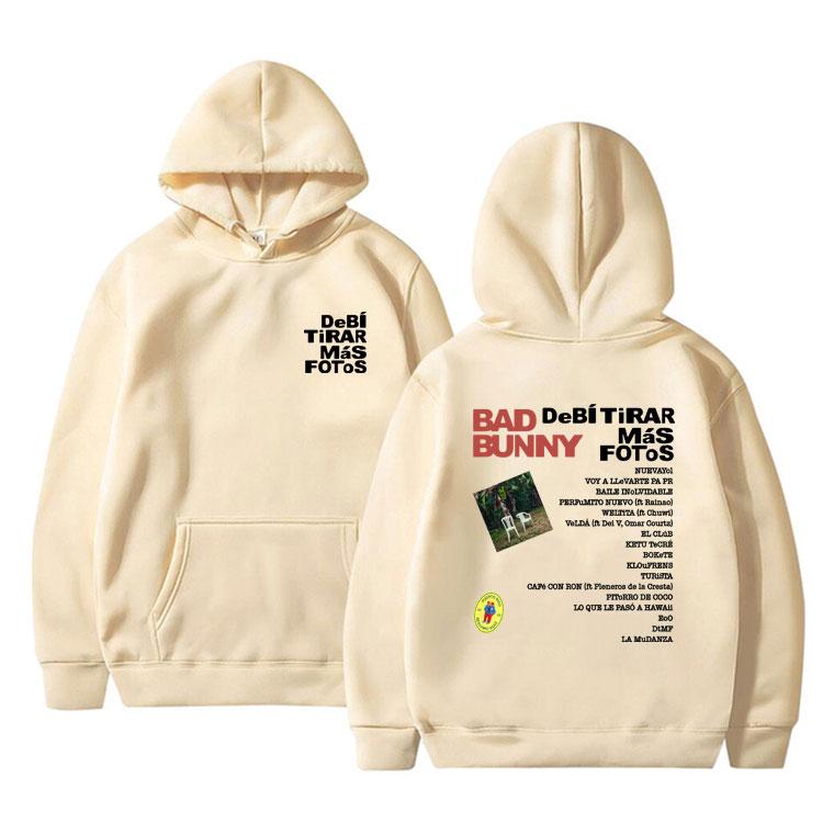 Горячий рэпер Bad Bunny 2025 Новый альбом Debi Tirar Mas Fotos DTMF Худи Мужчины Женщины Мода Оверсайз Пуловер Мужской Винтажные Худи