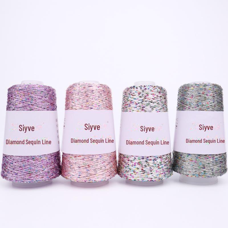 Пряжа с пайетками Siyue 2 мм - шерстяная пряжа ручной работы для проектов своими руками (100г)