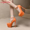 Aphixta Party Disco Dance Pumps Women 5.5cm Platform Girding Buckle 16cm Super High Thin Heels ...