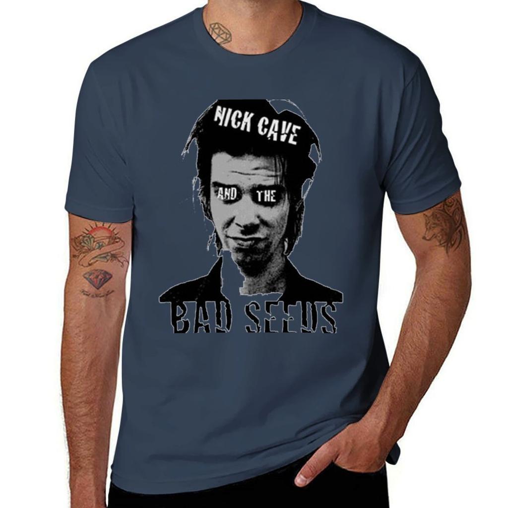Classic Black Nick Cave Tshirt Active Sports Short Sleeve Cotton Shirt