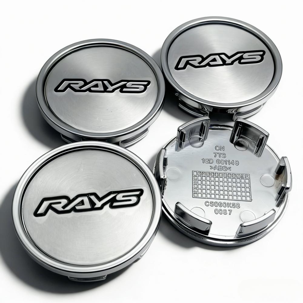 4pcs Rays Racing Logo Emblem Car Wheel Center Caps 58MM Clips 53MM Rim Hubcaps Dust Cover Wheels Hub Cap Replace Car Accessories