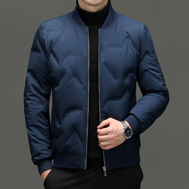 Куртка-пуховик с бейсбольным воротником, мужская зимняя куртка, повседневная, легкая, для пап среднего возраста, хлопковая одежда, утолщенная, деловая мужская одежда