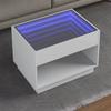 VidaXL Coffee Table with Infinity LED White 70x50x50 Cm, Side Table, Living Room Table, Side Table, End Table, Table 847658
