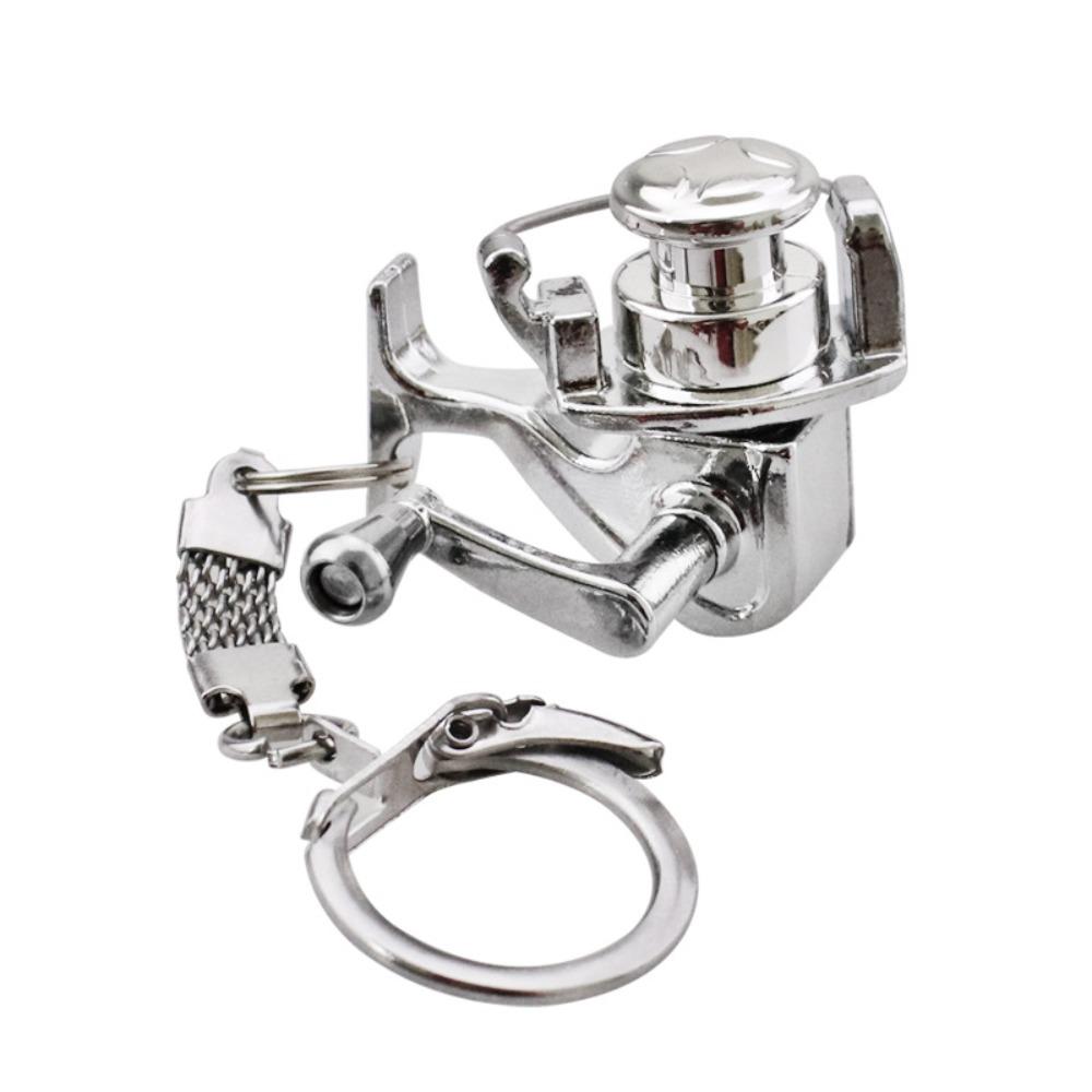 Hanging Oranment Fish Wheel Keychain Golden Silver Spinning Reel Pendant Small Gift