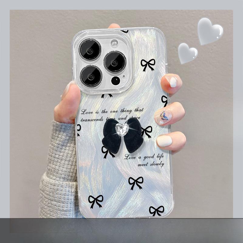 Подходит для Apple 15 Чехол для мобильного телефона Iphone14 Bow Doll Stand 13pro Feather Yarn 12 Прозрачный мягкий край X