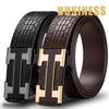 High-End Men's Genuine Leather Belt with Automatic Buckle - No-Tooth Design for Casual and Business Wear