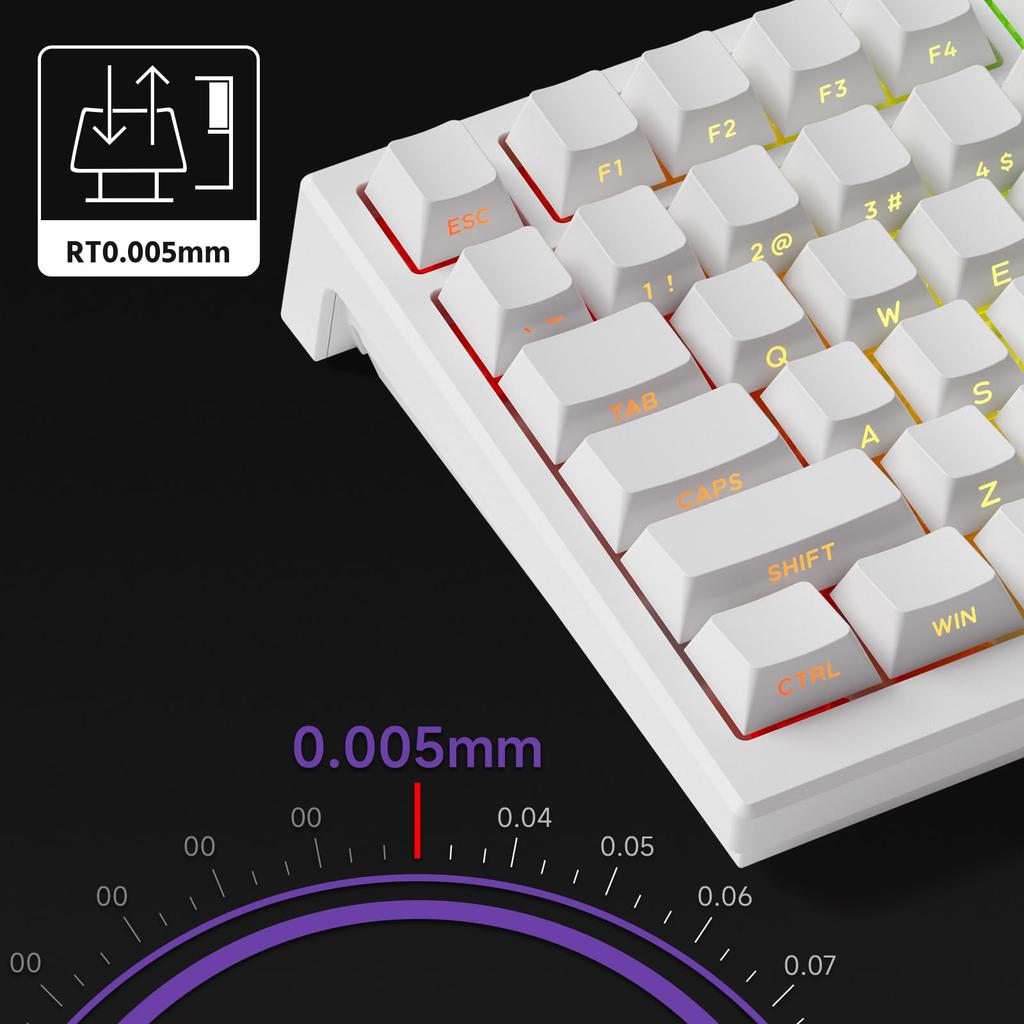 Akko TAC75 HE Gaming English Rapid AstroAim Magnetic Hot Side 8000Hz Polling 16000Hz Scan SnapKey White Keyboard, 75% Layout, 0.005mm Trigger,