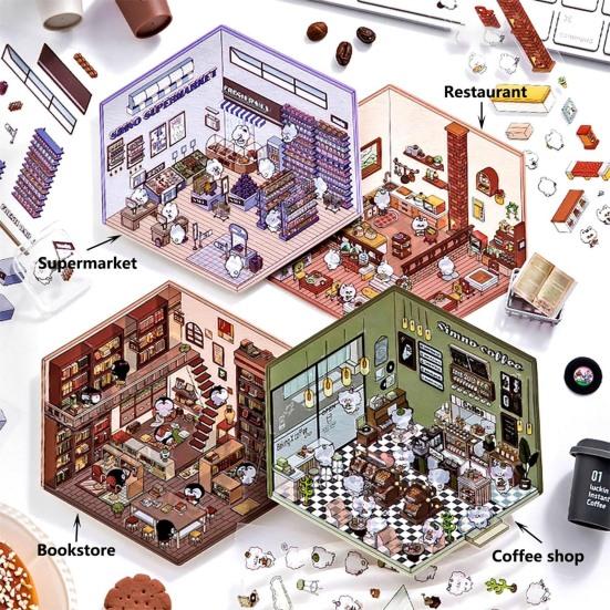 Набор 3D-наклеек для самостоятельного изготовления, многоразовые наклейки для снятия стресса с пинцетом для супермаркета, кофе