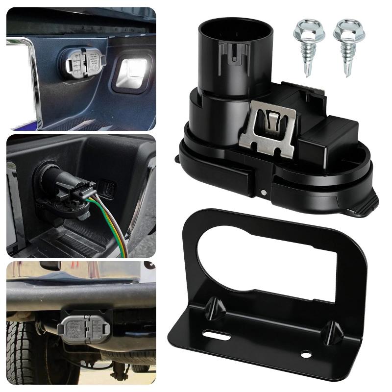 Style 7-Way & 4-Way Trailer Wiring Harness With Bracket, For 2007-2024 F150, Chevy Silverado, RAM