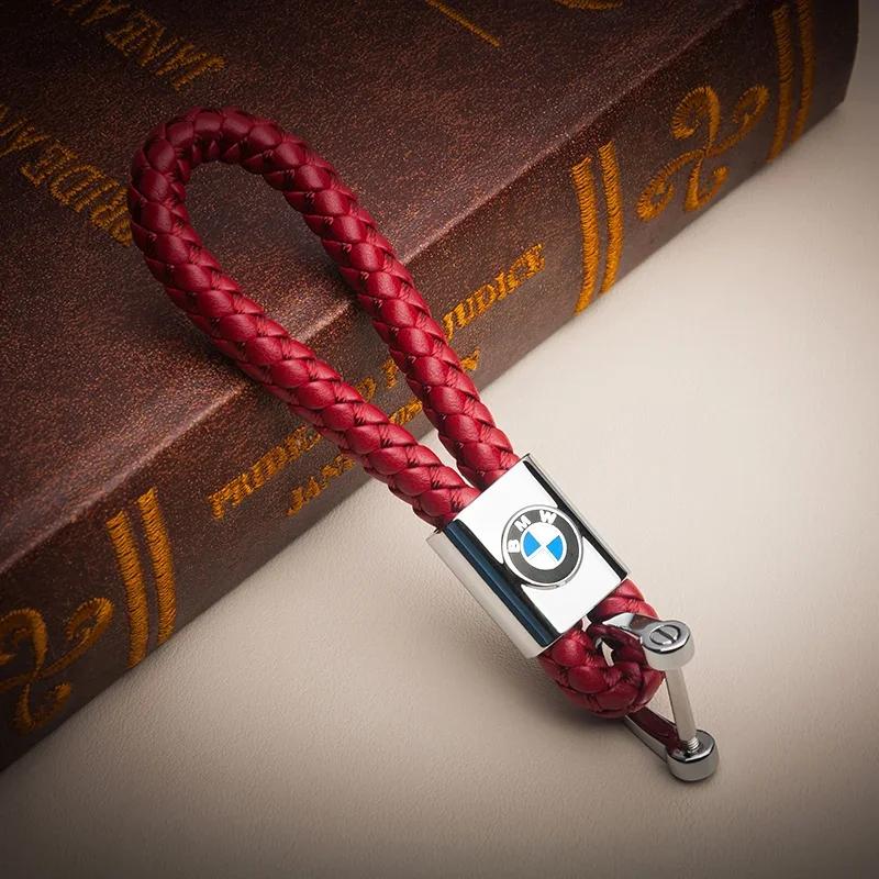 BABA1 Hot 2025 PU Leather Braided Woven Rope Keychain Key Car Trinket Keyring For BMW E36 E46 E53 E90 E60 E61 E93 E87 X1 X3 X5 X6 F30