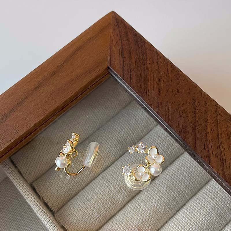 Изысканный масляный капельный жемчужный цветок тип c клипса для ушей простые не прокалываемые ювелирные аксессуары женская бижутерия для вечеринки подарок