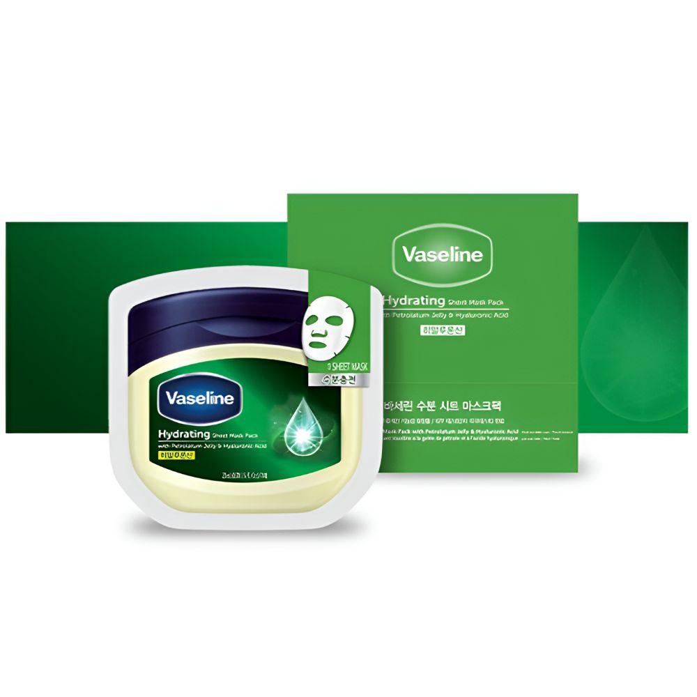 [10 листов] Увлажняющая тканевая маска Vaseline 23 мл x 10 шт. Глубокое увлажнение и интенсивное увлажнение