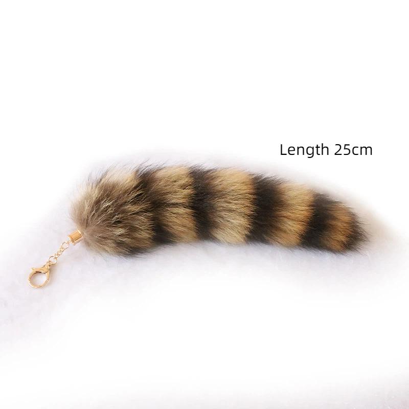 Plush Raccoon Tail Keyring Furry Animal Bag Charm 1pc Faux Fur Keychain with Soft Pompom for Purse and Keys
