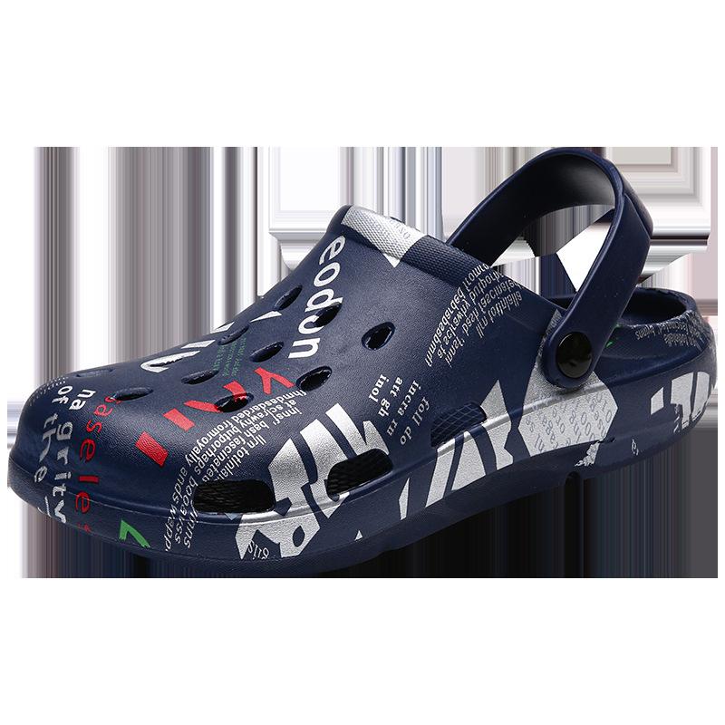 Тапочки мужские летние сандалии для улицы обувь с дырками сумка голова полуперетаскивание повседневная спортивная трендовая нескользящая пляжная обувь