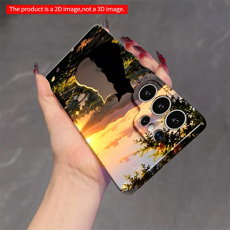 2DFlat Samsung phone case Sunset Cats Silhouette Garden View Applicable to Galaxy S23 S24 S25ULTRA S26 A12 A14 A15 A16 A54 A55