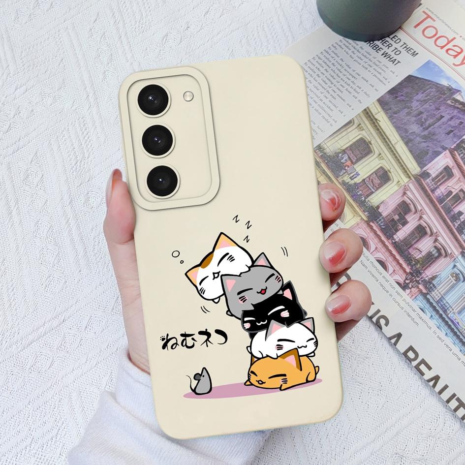 Case For Samsung Galaxy S22 S23+ S20 S21 Plus Ultra S 20 21 Cute Cat Owl Pattern Protective Liquid Square Silicone Case Bumpers For Samsung S23 Fundas