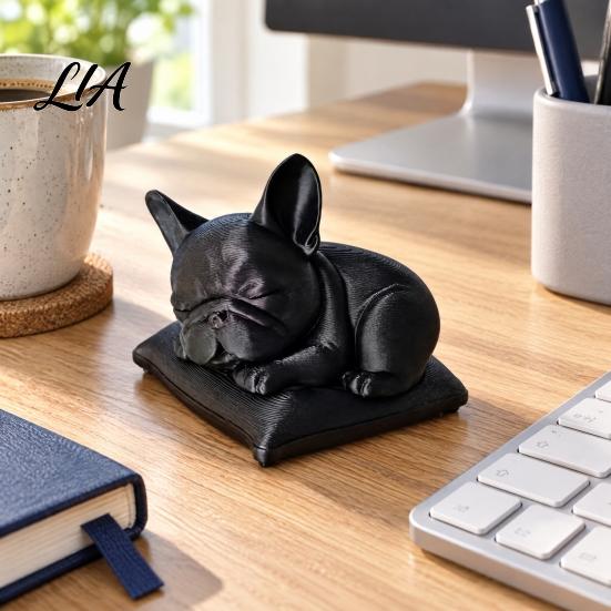 Decorative Figurine for Office Sleeping French Bulldog Figurine, 3D Printed Small Dog Statue, Cute Minimalist Animal Statue Sculpture Home,