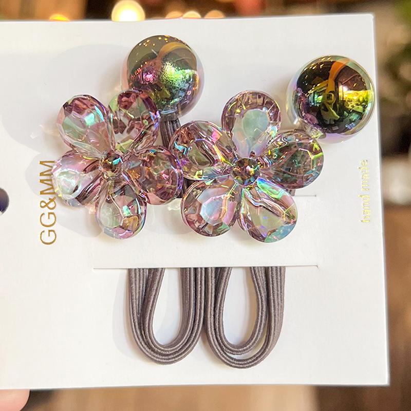 2PCS New Lovely Colored Camellia Girls Kids Elastic Hair Bands Princess Hair Accessories Children Hair Ties Baby Headwear