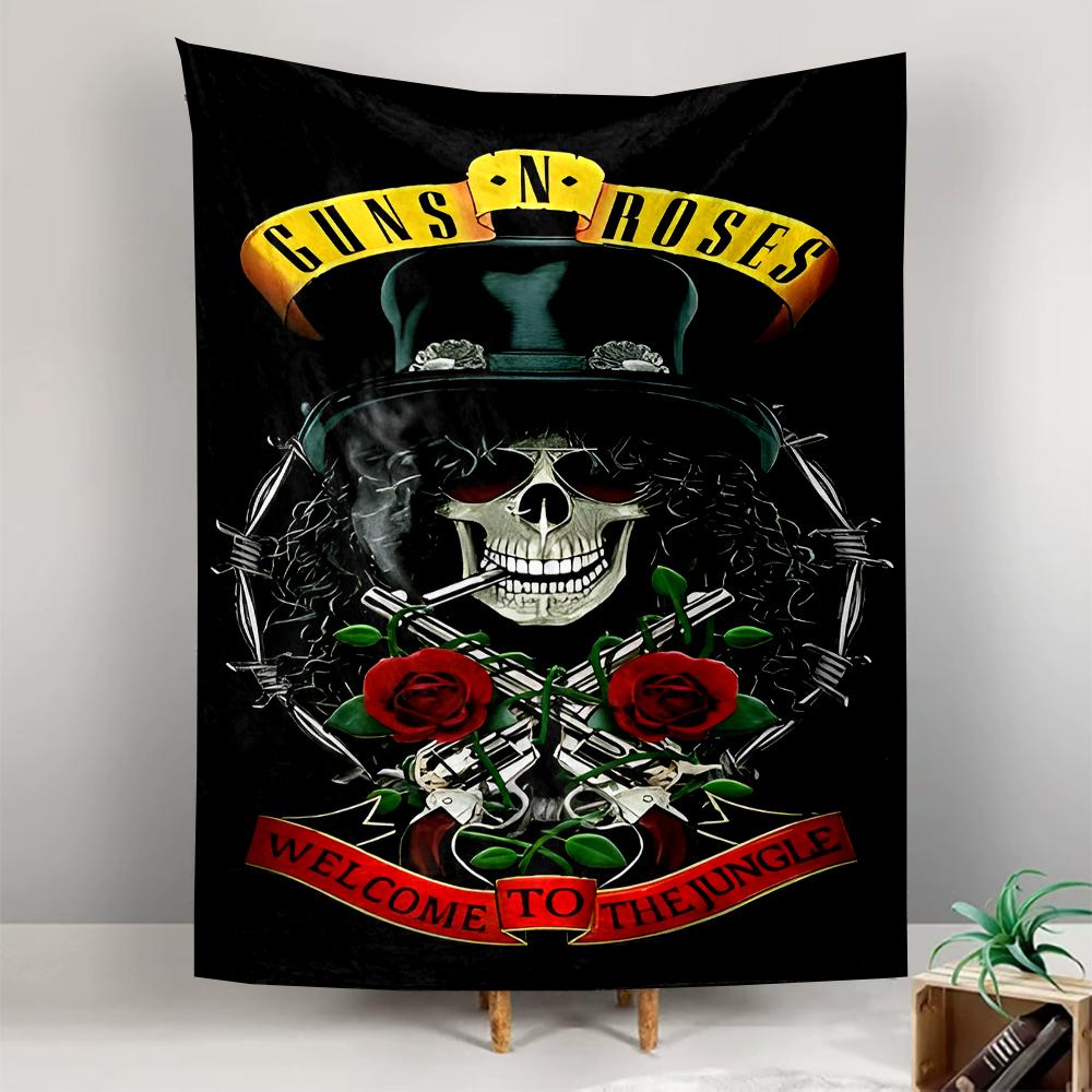 Bohemian Tapestry Guns N Roses Welcome to the Jungle Skull Logo Rock Music Home Decoration