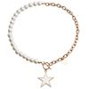 Foreign Trade Jewelry, Fashionable Imitation Pearl Splicing Chain Necklace, White Imitation Fritillary Pentagram Sweater Chain