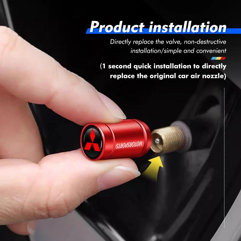 gzbf5 4PCS Car Motorcycle Valve Caps for Mitsubishi All Models Eclipse Cross ASX Mirage Tire Stem Air Cover Universal Accessories