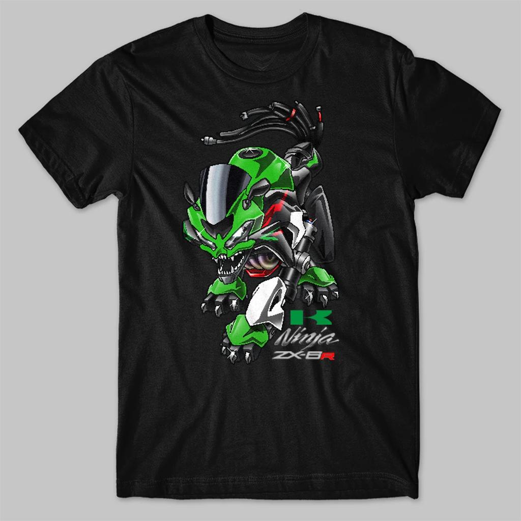 Классический японский мотоцикл Ninja ZX6R Волк Вдохновение Футболка 100% Хлопок Круглый вырез Короткий рукав Повседневная мужская футболка Размер S3XL