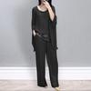 Women's Casual Suit Splicing Top Wide Leg Pants Loose Outfit for Home Party Office Round Neck Batwing Sleeve Commuting Suit