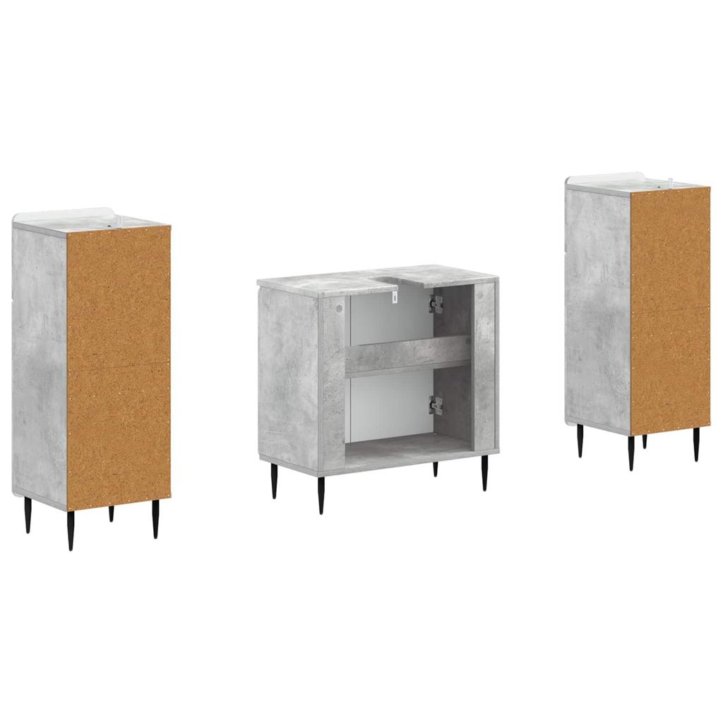 3 Piece Bathroom Cabinet System ZWOLLE Concrete Grey