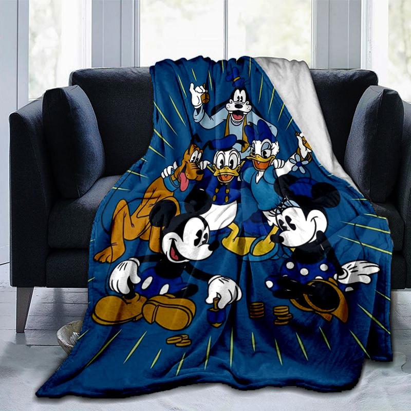 1pc. Disney Characters Plush Blanket - Cute Mickey Mouse, Minnie Mouse, Donald Duck, Goofy, Pluto - Soft Throw Blanket for Home Office Outdoor Gift
