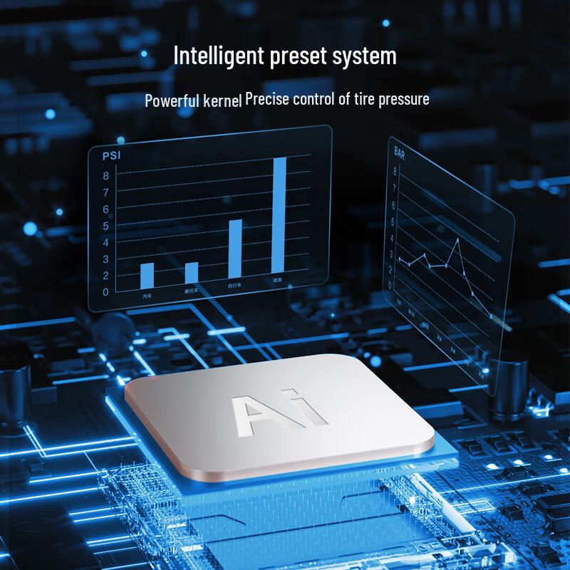 Deli Цифровой автомобильный насос для накачки шин с двумя цилиндрами