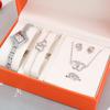 5pcs Set Watches Women Watches Simple Casual Women's Analog WristWatch Bracelet Necklace Earring Gift Montre Femme