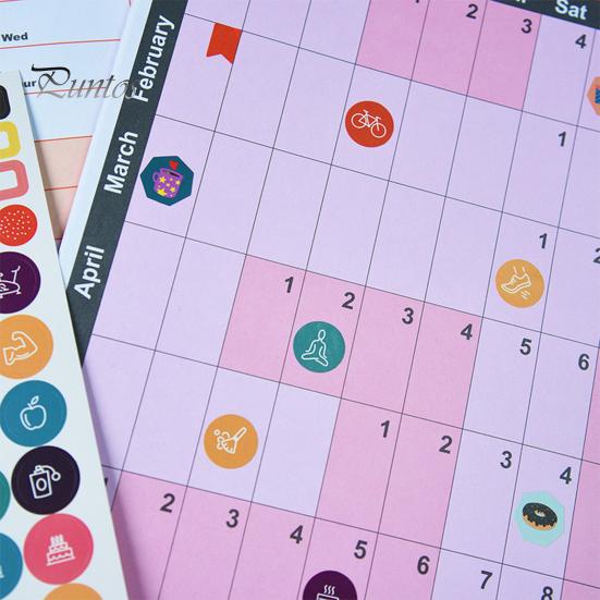 Настенный календарь на год 2025 г. Настенный календарь на целый год на одной странице Планировщик на 12 месяцев с наклейками для офиса и школы