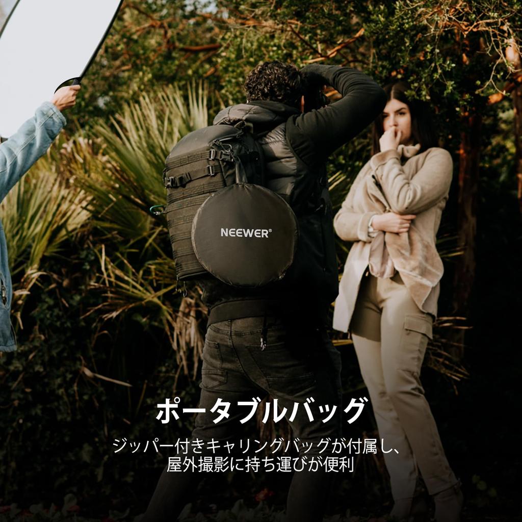 NEEWER 110cm 5in1 Round Reflector Photography Reflector with Grip Screw Foldable Suitable for Studio Outdoor Product Portrait Photography Clamp/Hand