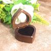 Transparent Cover Walnut Wood Rings Box 2 Slots Rings Bearer Box Simple Heart Rings Holder  Propose